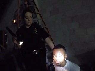 Busty police officers have interracial threesome with a big black cocked stud